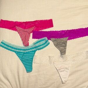 👙 NWOT Victoria’s Secret PINK Lace-Trim Thong Bundle – Size L